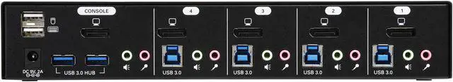 Alt view image 4 of 6 - TRIPP LITE B004-DPUA4-K 4-Port DisplayPort KVM Switch w/Audio, Cables and USB 3.0 SuperSpeed Hub