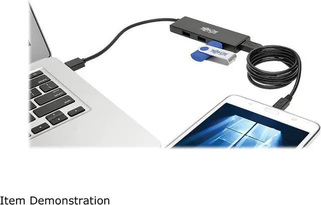 Alt view image 6 of 8 - Tripp Lite U360-004-SLIM 4-Port Ultra-Slim Portable USB 3.0 SuperSpeed Hub