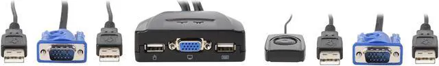 Alt view image 4 of 6 - Tripp Lite 2-Port USB / VGA KVM Switch Cable w/ Audio & Peripheral Sharing (B032-VU2)