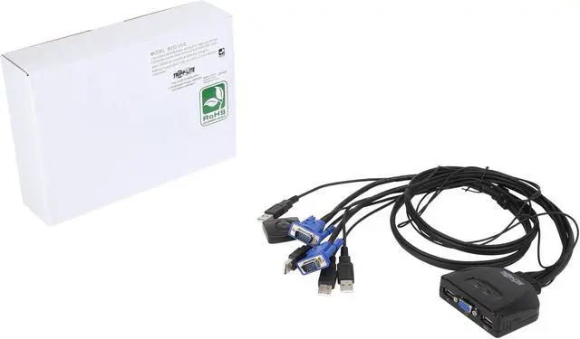 Alt view image 7 of 6 - Tripp Lite 2-Port USB / VGA KVM Switch Cable w/ Audio & Peripheral Sharing (B032-VU2)