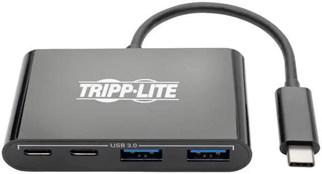 Alt view image 2 of 7 - Tripp Lite USB 3.1 Gen 1 USB-C Portable Hub with 2 USB-C Ports and 2 USB-A Ports, Thunderbolt 3 Compatible, Black (U460-004-2A2CB)