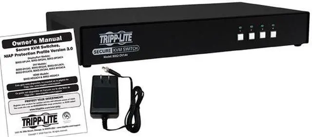 Alt view image 4 of 4 - Tripp Lite Secure 4 Port KVM Switch, DVI to DVI, Single Monitor, NIAP PP3.0 Certified, Audio, TAA-Compliant (B002-DV1A4)