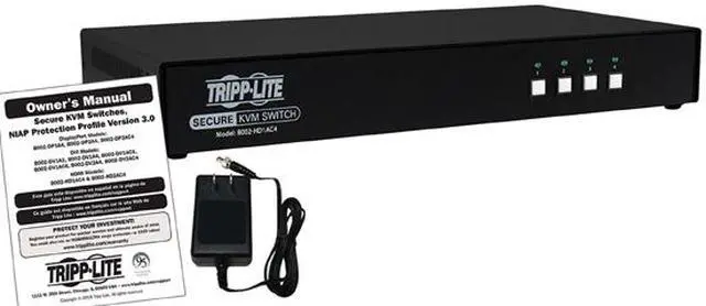 Alt view image 4 of 4 - Tripp Lite 4 Port Secure KVM Switch, HDMI to DisplayPort, Single Monitor, 4K, NIAP PP3.0 Certified, Audio, Common Access Card, TAA-Compliant (B002-HD1AC4)