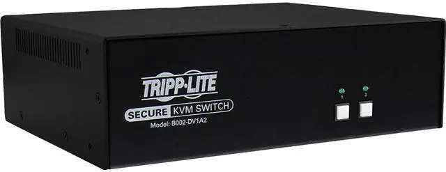Main image of Tripp Lite Secure 2 Port KVM Switch, DVI to DVI, Single Monitor, NIAP PP3.0 Certified, Audio, TAA-Compliant (B002-DV1A2)