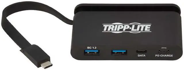 Alt view image 2 of 8 - Tripp Lite U460-T04-2A2C-2 USB 3.1 Gen 2 USB-C Portable Hub with 2 USB-C Ports and 2 USB-A Ports, Thunderbolt 3 Compatible, Black