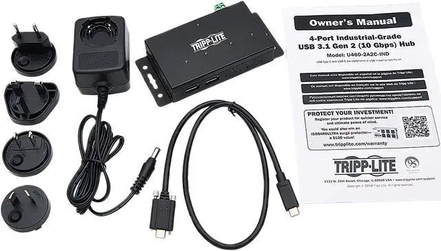 Alt view image 5 of 5 - Tripp Lite U460-2A2C-IND 4-Port Industrial-Grade USB 3.1 Gen 2 Hub
