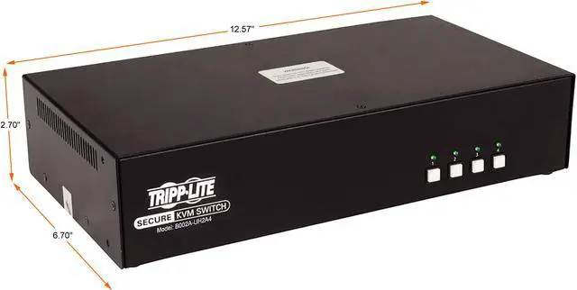 Alt view image 2 of 9 - TRIPP LITE B002A-UH2A4 Secure KVM Switch 4-Port Dual-Monitor HDMI 4K30Hz NIAP PP3.0 TAA