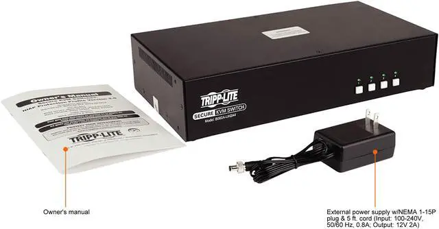 Alt view image 9 of 9 - TRIPP LITE B002A-UH2A4 Secure KVM Switch 4-Port Dual-Monitor HDMI 4K30Hz NIAP PP3.0 TAA