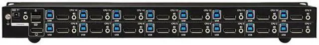 Alt view image 2 of 2 - DisplayPort / USB KVM Switch 16-Port Audio/Video 4K 60Hz 1URM