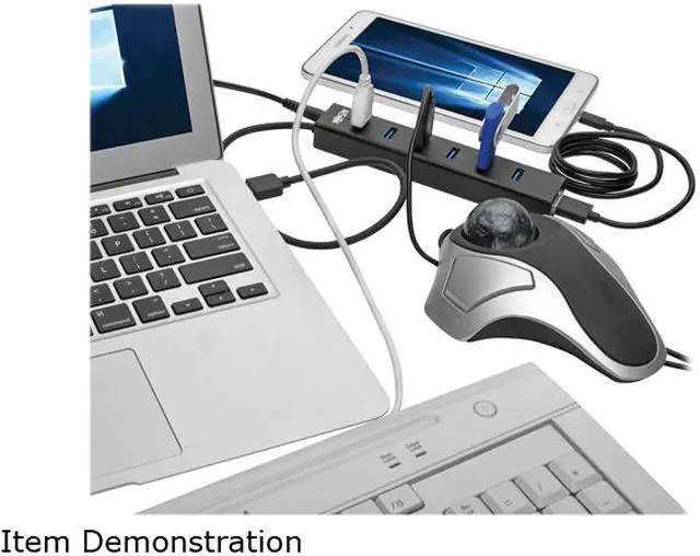 Alt view image 6 of 6 - Tripp Lite 7-Port USB-A Mini Hub - USB 3.2 Gen 1, Aluminum Housing, International Plug Adapters for UK, EU, Australia (U360-007-AL-INT)