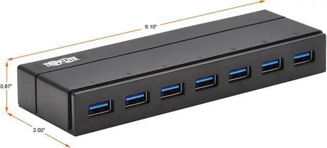Alt view image 2 of 11 - Tripp Lite 7-Port USB-A Mini Hub - USB 3.2 Gen 1, International Plug Adapters for UK, EU, & Australia (U360-007-INT)