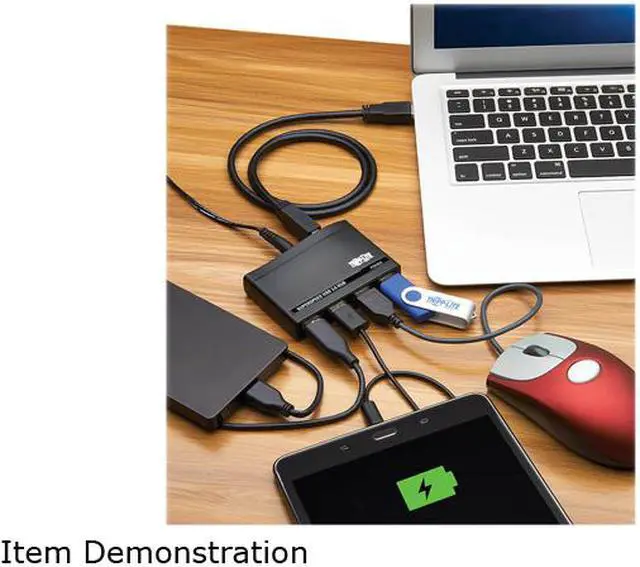 Alt view image 11 of 11 - Tripp Lite 4-Port USB-A Mini Hub - USB 3.2 Gen 1, International Plug Adapters for UK, EU, & Australia (U360-004-R-INT)