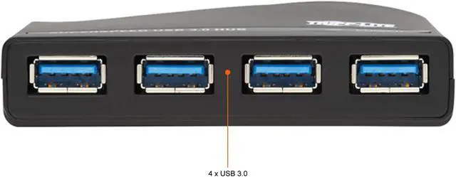 Alt view image 10 of 11 - Tripp Lite 4-Port USB-A Mini Hub - USB 3.2 Gen 1, International Plug Adapters for UK, EU, & Australia (U360-004-R-INT)