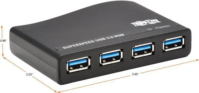 Alt view image 2 of 11 - Tripp Lite 4-Port USB-A Mini Hub - USB 3.2 Gen 1, International Plug Adapters for UK, EU, & Australia (U360-004-R-INT)