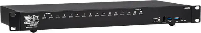 Main image of TRIPP LITE B024-H4U16 16-Port 4K HDMI/USB KVM Switch - 4K 60 Hz Video/Audio, USB Peripheral Sharing, 1U Rack-Mount