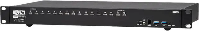 Alt view image 2 of 8 - TRIPP LITE B024-H4U16 16-Port 4K HDMI/USB KVM Switch - 4K 60 Hz Video/Audio, USB Peripheral Sharing, 1U Rack-Mount