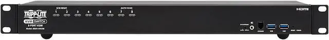Alt view image 3 of 8 - TRIPP LITE B024-H4U08 8-Port 4K HDMI/USB KVM Switch - 4K 60 Hz Video/Audio, USB Peripheral Sharing, 1U Rack-Mount