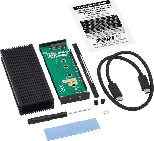 Alt view image 5 of 6 - Tripp Lite USB-C to M.2 NVMe and SATA SSD (M-Key) Gaming Enclosure Adapter - USB 3.2 Gen 2 (10 Gbps) - Aluminum, Nickel U457-1M2-NVME-L