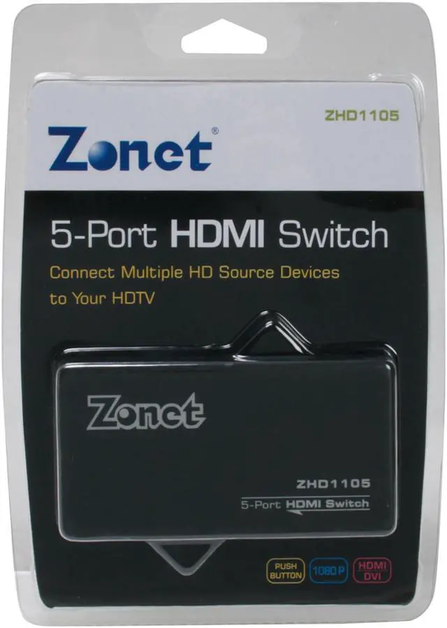 Alt view image 6 of 6 - Zonet ZHD1105 5 Port HDMI Switch (5-in-1 out HDMI)