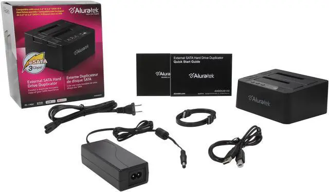 Alt view image 5 of 5 - Aluratek AHDDUB100 2.5" & 3.5" Black SATA USB 2.0 External SATA Hard Drive Duplicator