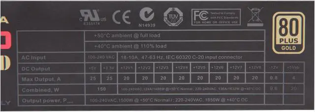 Alt view image 5 of 6 - EVGA SuperNOVA NEX1500 Classified 120-PG-1500-XR 1500 W SLI Ready CrossFire Ready 80 PLUS GOLD Certified Full Modular Power Supply