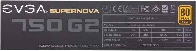 Alt view image 5 of 7 - EVGA SuperNOVA 750 G2 220-G2-0750-XR 80+ GOLD 750W Fully Modular EVGA ECO Mode Includes FREE Power On Self Tester Power Supply