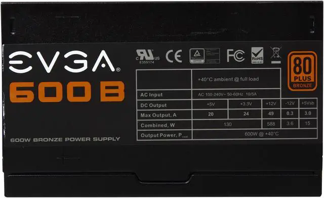 Alt view image 5 of 7 - EVGA 600B 100-B1-0600-RX 600W ATX12V / EPS12V 80 PLUS BRONZE Certified Power Supply Factory Refurbished