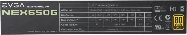 Alt view image 5 of 7 - EVGA SuperNOVA 650 G1 120-G1-0650-XR 80+ GOLD 650W Fully Modular Includes FREE Power On Self Tester Power Supply