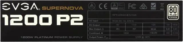 Alt view image 7 of 8 - EVGA SuperNOVA 1200 P2 220-P2-1200-X1 80+ PLATINUM 1200W Fully Modular EVGA ECO Mode Includes FREE Power On Self Tester Power Supply