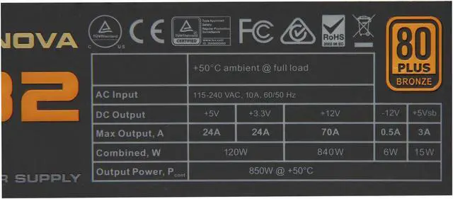 Alt view image 6 of 7 - EVGA SuperNOVA 850 B2 110-B2-0850-V1 80+ BRONZE 850W Semi Modular Includes FREE Power On Self Tester Power Supply