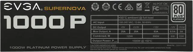 Alt view image 7 of 7 - EVGA SuperNOVA 1000 PS 220-PS-1000-V1 80+ PLATINUM 1000W Fully Modular EVGA ECO Mode Includes FREE Power On Self Tester Power Supply