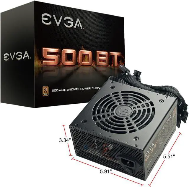 Alt view image 9 of 9 - EVGA 500 BT 100-BT-0500-K1 500W ATX12V / EPS12V 80 PLUS BRONZE Certified Non-Modular Active PFC Power Supply