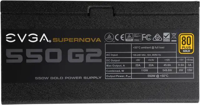 Alt view image 7 of 7 - EVGA SuperNOVA 550 G2 220-G2-0550-Y1 80+ GOLD 550W Fully Modular EVGA ECO Mode Includes FREE Power On Self Tester Power Supply