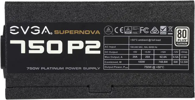 Alt view image 6 of 7 - EVGA SuperNOVA 750 P2 220-P2-0750-X1 80+ PLATINUM 750W Fully Modular EVGA ECO Mode Includes FREE Power On Self Tester Power Supply
