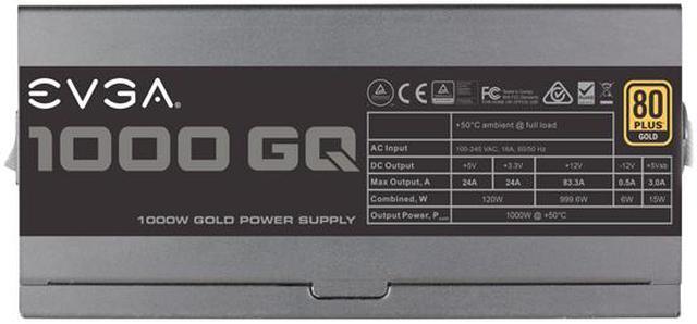 Alt view image 5 of 11 - EVGA 1000GQ 210-GQ-1000-V1 GQ 80 Plus Gold, 1000W ECO Mode Semi Modular Power Supply