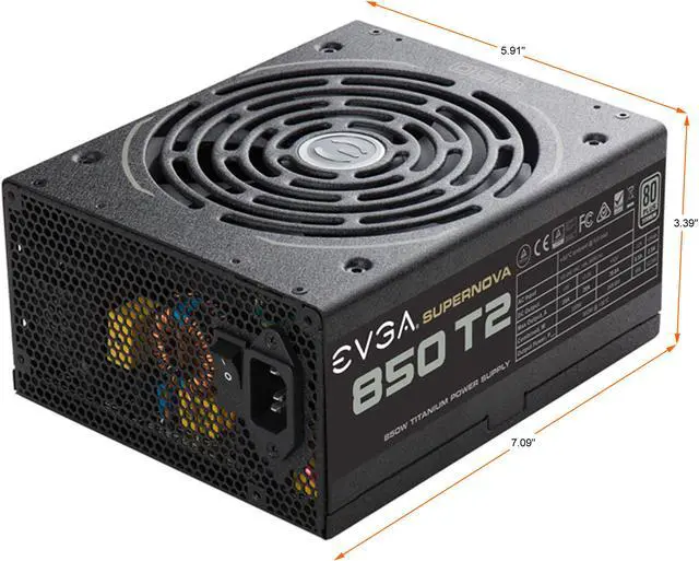 Alt view image 3 of 10 - EVGA SuperNOVA 850 T2 220-T2-0850-X1 80+ TITANIUM 850W Fully Modular EVGA ECO Mode Includes FREE Power On Self Tester Power Supply