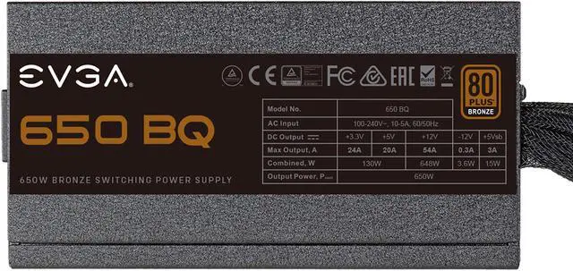 Alt view image 7 of 8 - EVGA 650 BQ, 80+ BRONZE 650W, Semi Modular, 5 Year Warranty, Includes FREE Power On Self Tester, Power Supply 110-BQ-0650-V1