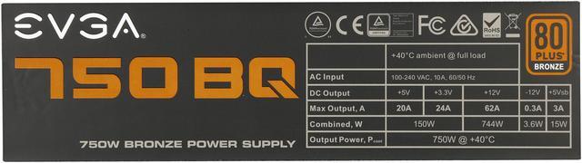 Alt view image 6 of 7 - EVGA 750 BQ 110-BQ-0750-V1 80+ BRONZE 750W Semi Modular Includes FREE Power On Self Tester Power Supply