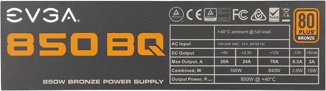 Alt view image 7 of 7 - EVGA 850 BQ 110-BQ-0850-V1 80+ BRONZE 850W Semi Modular Includes FREE Power On Self Tester Power Supply