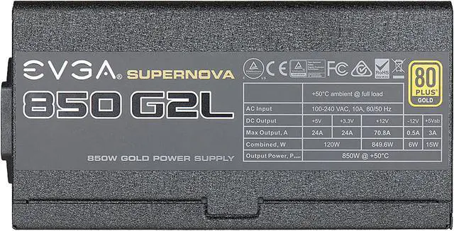 Alt view image 3 of 8 - EVGA SuperNOVA 850 G2L, 220-GL-0850-X1, 80+ GOLD, 850W Fully Modular, EVGA ECO Mode, Includes FREE Power On Self Tester, White LED, Power Supply