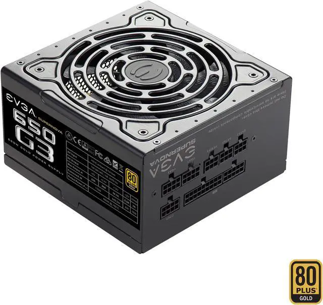 Main image of EVGA SuperNOVA 650 G3, 220-G3-0650-Y1, 80+ GOLD, 650W Fully Modular, EVGA ECO Mode with New HDB Fan, Includes FREE Power On Self Tester, Compact 150mm Size, Power Supply