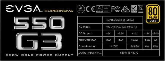 Alt view image 4 of 8 - EVGA SuperNOVA 550 G3, 220-G3-0550-Y1, 80+ GOLD, 550W Fully Modular, EVGA ECO Mode with New HDB Fan, Includes FREE Power On Self Tester, Compact 150mm Size, Power Supply
