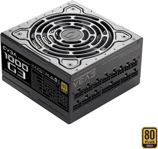 Main image of EVGA SuperNOVA 1000 G3, 220-G3-1000-X1, 80+ GOLD, 1000W Fully Modular, EVGA ECO Mode with New HDB Fan, Includes FREE Power On Self Tester, Compact 150mm Size, Power Supply