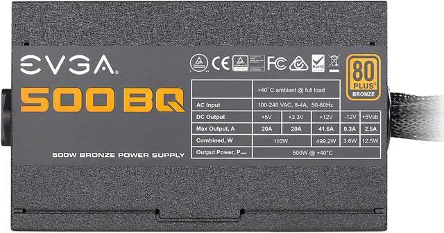 Alt view image 3 of 9 - EVGA 110-BQ-0500-K1 500 BQ 80 Plus Bronze Semi Modular 500W Power Supply