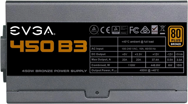 Alt view image 3 of 8 - EVGA 450 B3, 80 Plus BRONZE 450W, Fully Modular, EVGA ECO Mode, Compact 150mm Size, Power Supply 220-B3-0450-V1