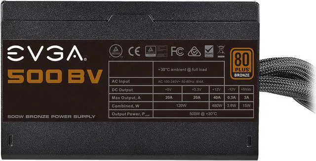 Alt view image 2 of 8 - EVGA 500 BV 100-BV-0500-K1 500W ATX12V / EPS12V 80 PLUS BRONZE Certified Active PFC Power Supply