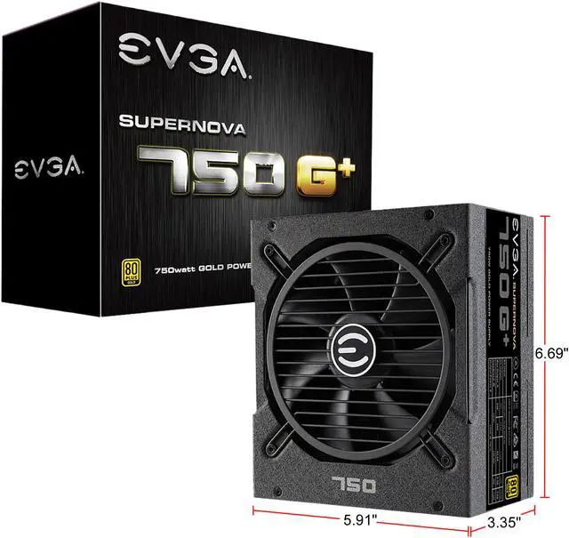 Alt view image 9 of 9 - EVGA SuperNOVA 750 G+, 80 Plus Gold 750W, Fully Modular, FDB Fan, 10 Year Warranty, Includes Power ON Self Tester, Power Supply 120-GP-0750-X1
