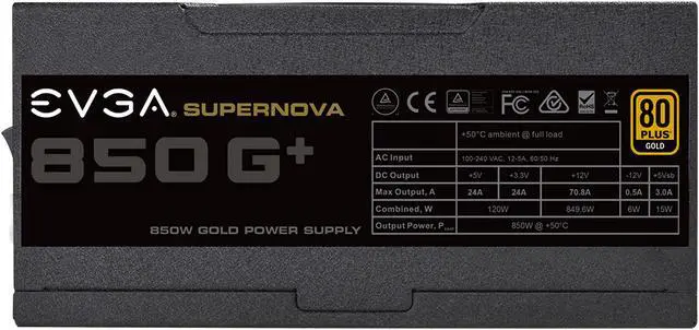 Alt view image 3 of 9 - EVGA SuperNOVA 850 G+, 80 Plus Gold 850W, Fully Modular, FDB Fan, 10 Year Warranty, Includes Power ON Self Tester, Power Supply 120-GP-0850-X1