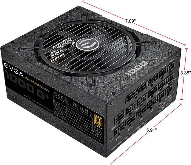 Alt view image 8 of 8 - EVGA SuperNOVA 1000 G+, 80 Plus Gold 1000W, Fully Modular, FDB Fan, 10 Year Warranty, Includes Power ON Self Tester, Power Supply 120-GP-1000-X1