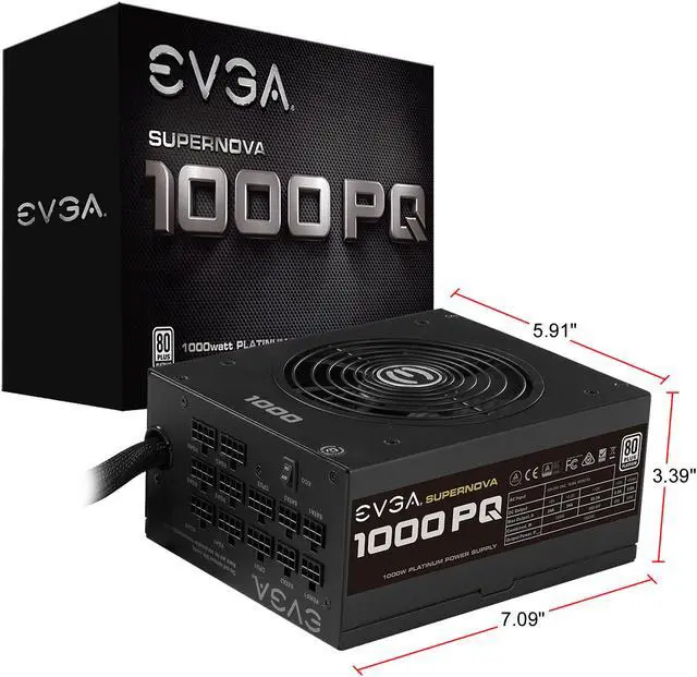 Alt view image 9 of 9 - EVGA SuperNOVA 1000 PQ, 80+ PLATINUM 1000W, Semi Modular, EVGA ECO Mode, 10 Year Warranty, Power Supply 210-PQ-1000-X1